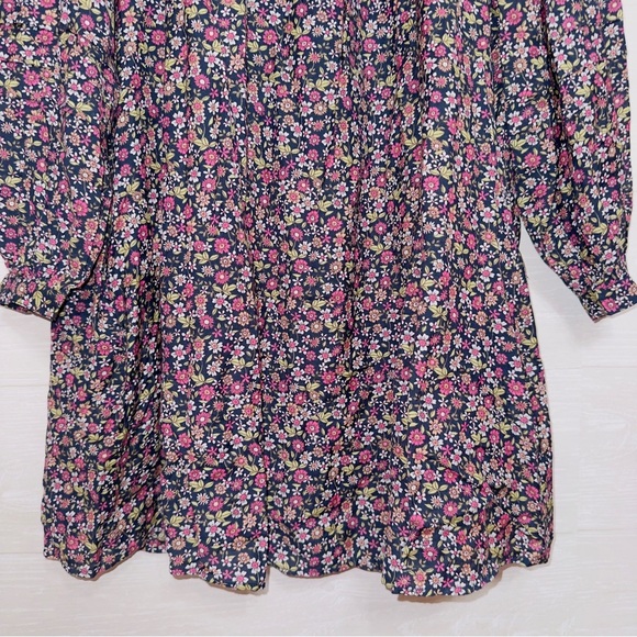 J. Crew Women's Pink and Purple Floral Print Long Sleeve Tiered Mini Dress - Picture 6 of 7